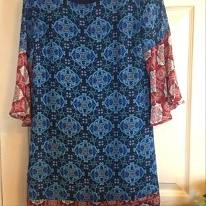 Rust And Blue  Top Size M By Jealous Tomato